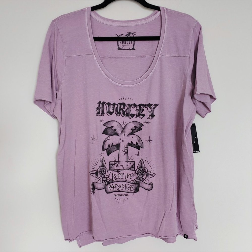 NWT Hurley Rest In Paradise Rip Wash Varsity Tee L